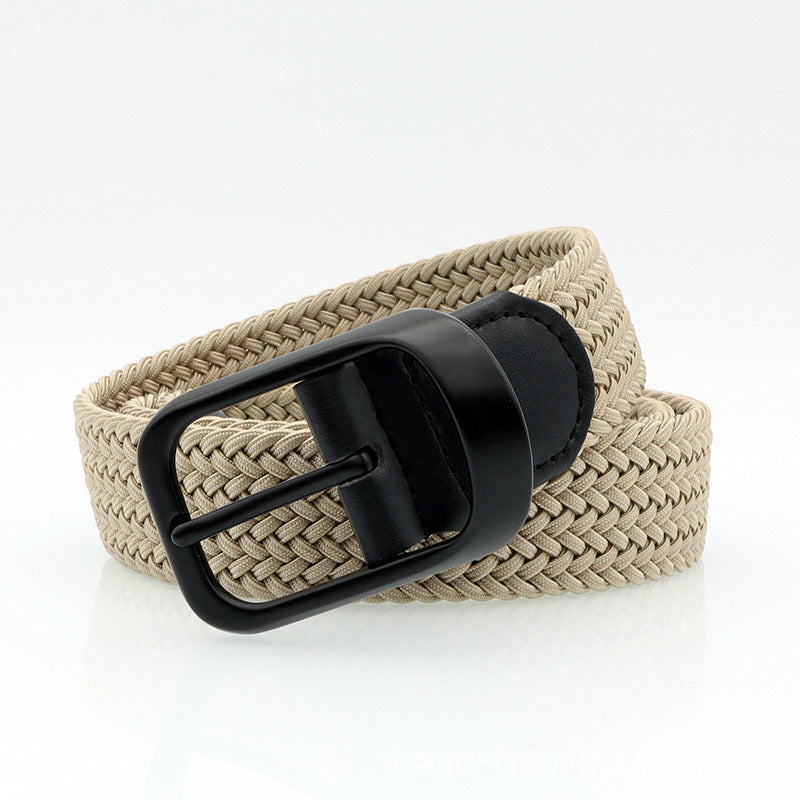 New solid color woven belt comfortable casual men's belt elastic woven women's belt directly supplied by the manufacturer