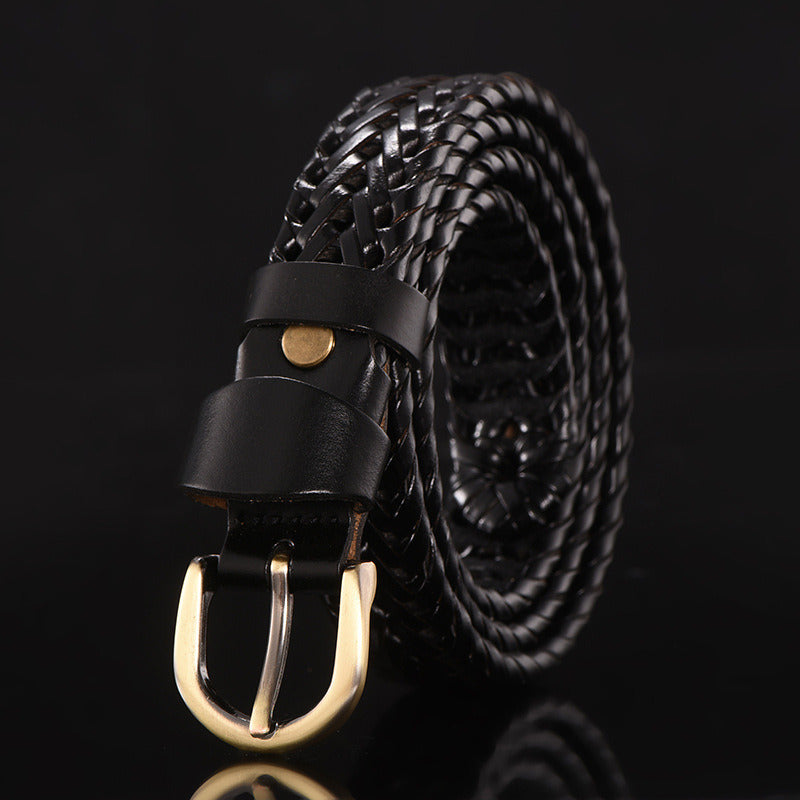 Leather belt for men; leather belt for men; hand woven; Korean version; casual and versatile; simple and fashionable; wholesale; one hair substitute
