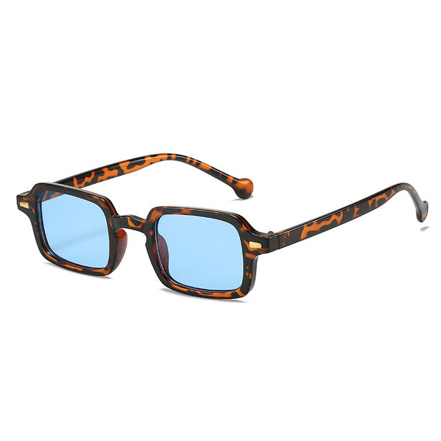Fashion Square Sunglasses Women Retro Rivets Decoration Gradient Shades UV400 Men Leopard Blue Sun Glasses