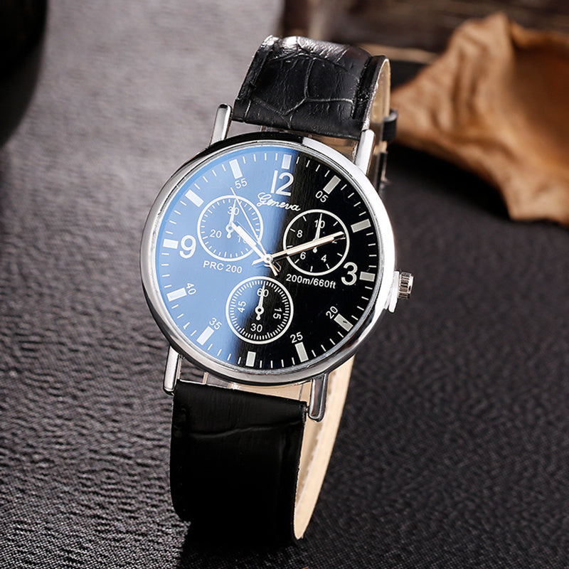 Men's Fashion Sports Three-Eye Watches Unisex Couple's Quartz Wrist Watch for Men Casual Leather Watch
