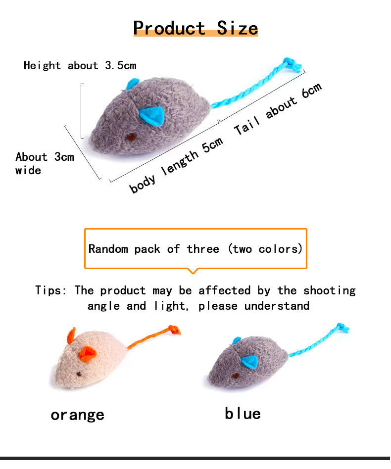 3pcs New Home Cat Toy Plush Herbal Mouse Cute Modeling Kitten Toy Universal