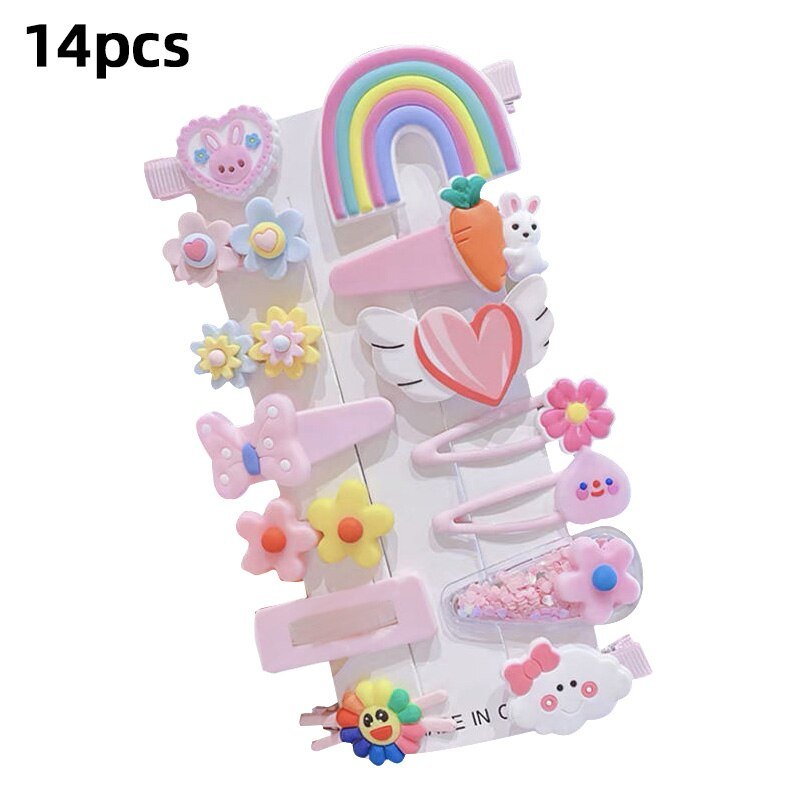 5 /10/14Pcs/Set Cute Bowknot Baby Girl Hair Clips Korean Flower Children Sides Barrettes Baby Hair Accessories