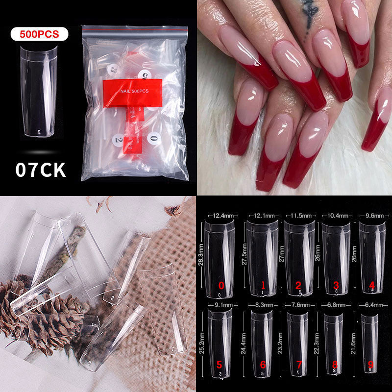 500Pcs 10 Size Bagged Fake False Nails Half French Acrylic ABS Manicure Fingers Toes Set