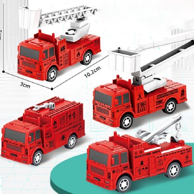 4Pcs Set Children 'S Mini Four Pull Back Car Ladder Fire Fighting Toy Car Model Four-Piece Set
