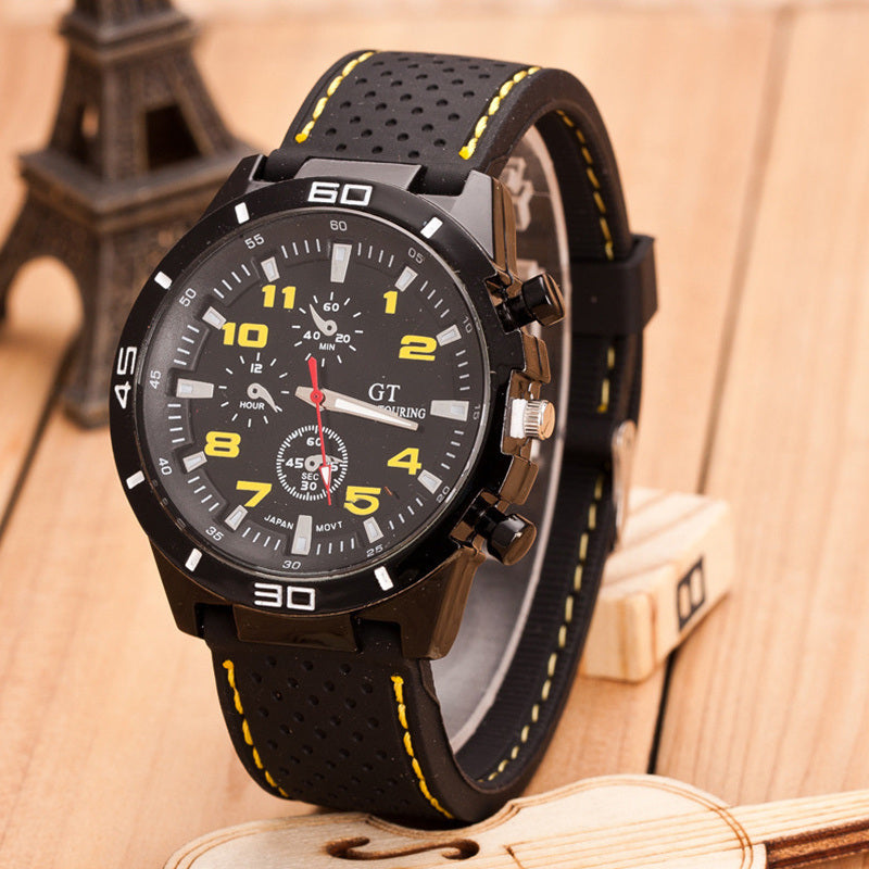 Fashion Sports Men's Watch Classic Black Silicone Luxury Racing Business Dial Casual Quartz Man Watch relogio masculino