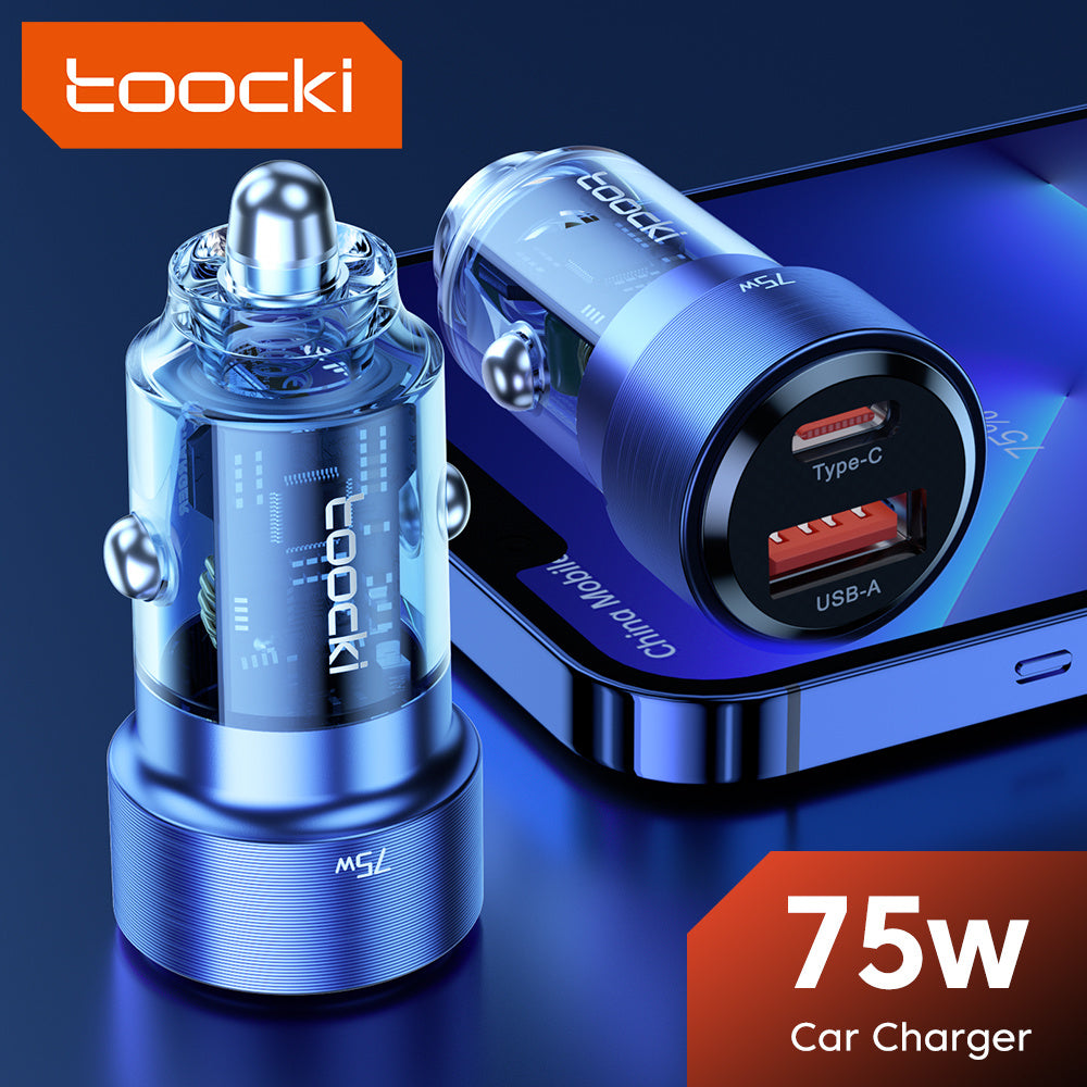 Toocki USB C Car Charger Quick Charge 75W QC 4.0 3.0 Type C SCP PD Fast Charging For iPhone 14 13 Pro Max Xiaomi Samsung Redmi