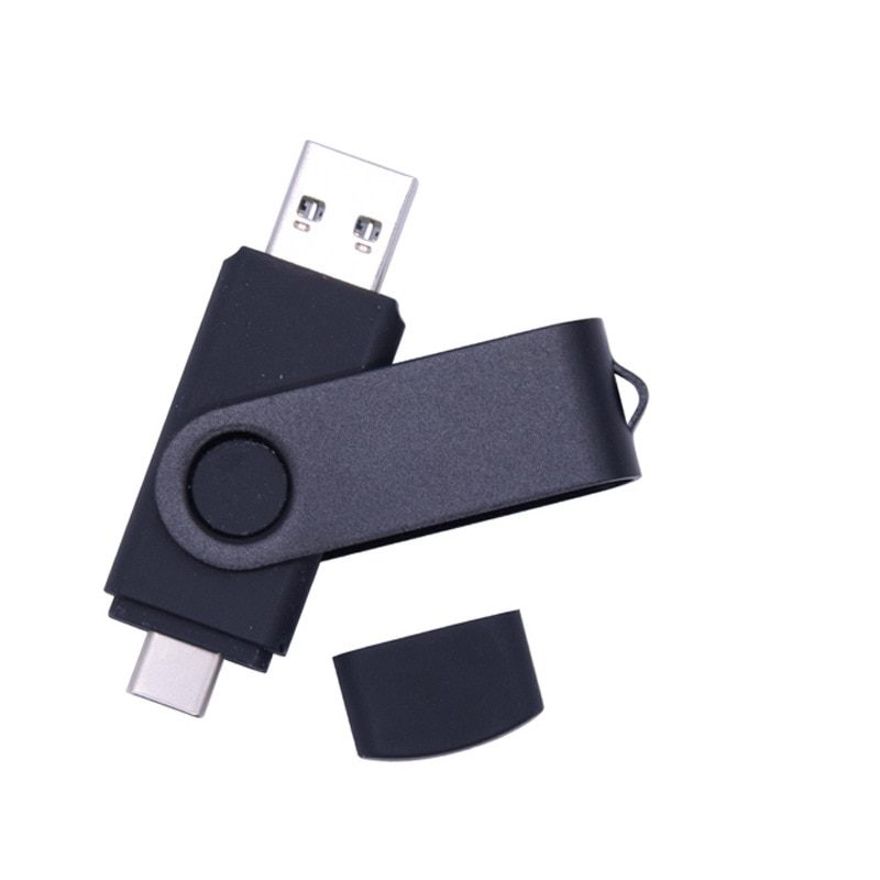Type-C Two in One USB Flash Drive Black 16g Dual-purpose USB Flash Drive for Computer and Mobile Phone Rotating Creative USB2.0