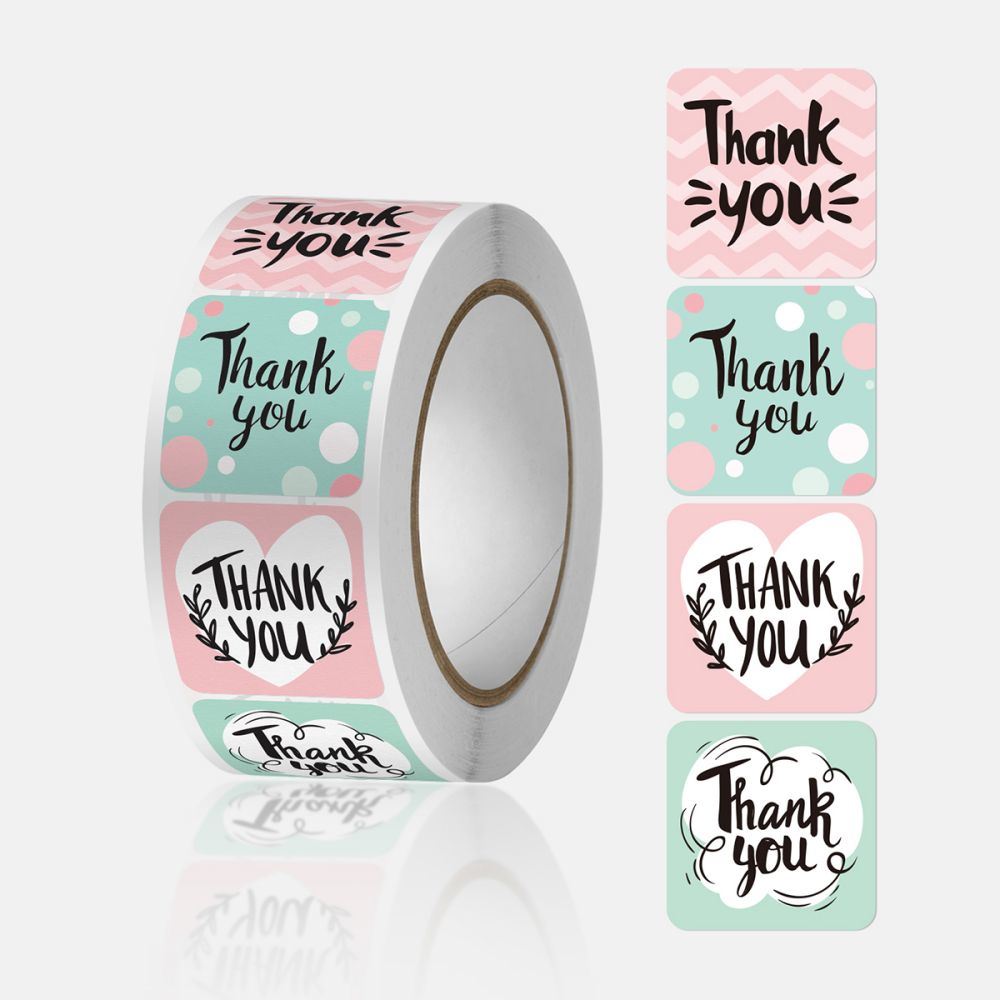 500/pcs Roll 2.5x2.5cm Baking Packaging Envelope Seals Small Business Thank You Stickers