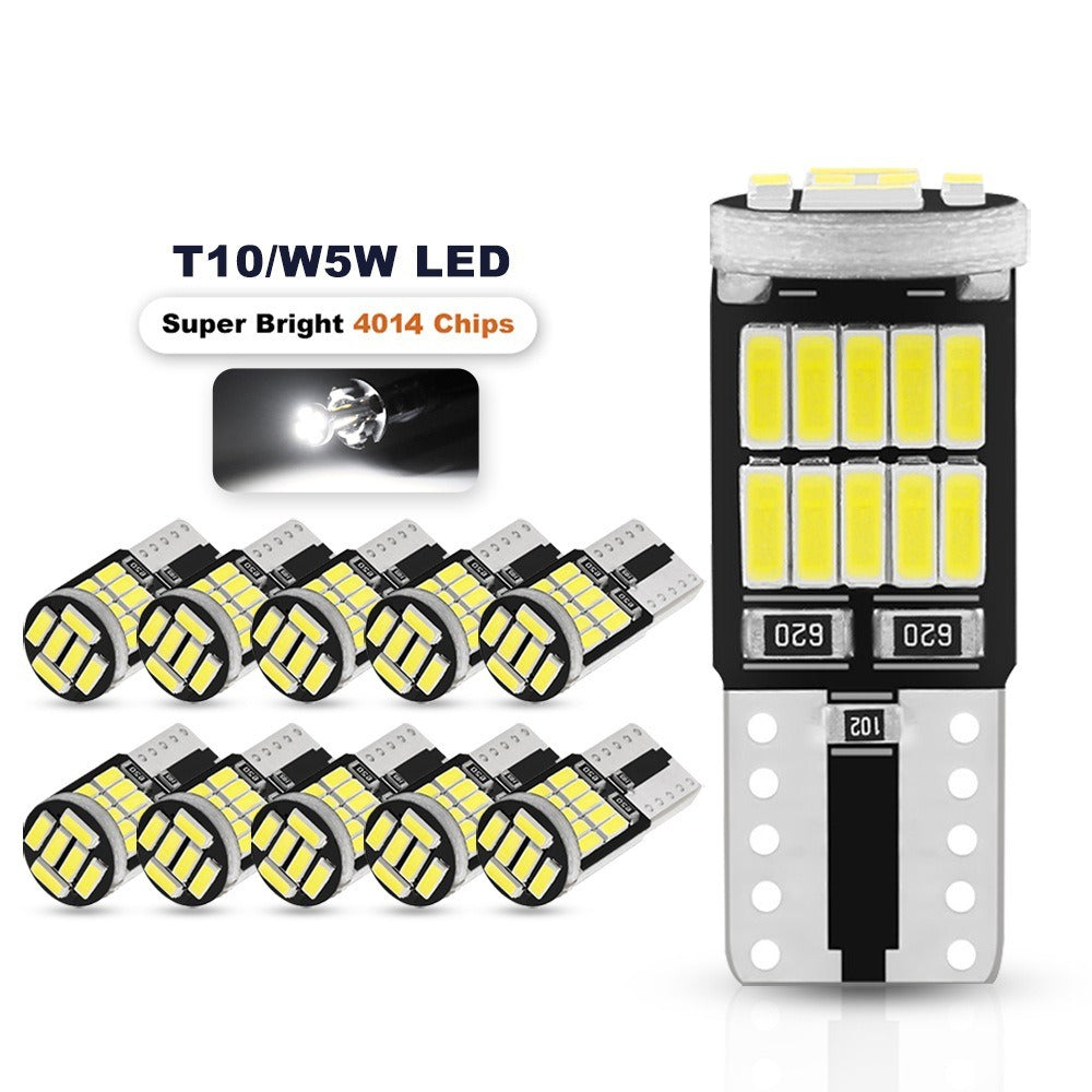 10PCS NLpearl 2/10x W5W T10 Led Bulbs Canbus 4014 SMD 6000K Car Interior Dome Reading License Plate Light Signal Lamp