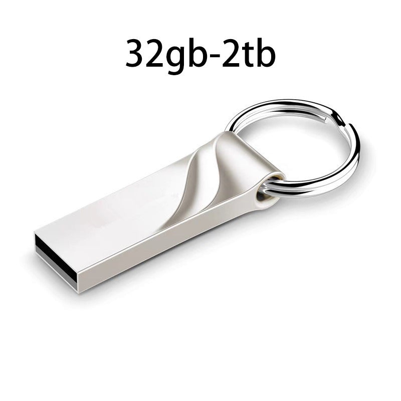 32G High-Speed USB Flash Disk Metal Car USB Flash Disk Creative Neutral Twist Curve Texture Metal Silver Key Ring