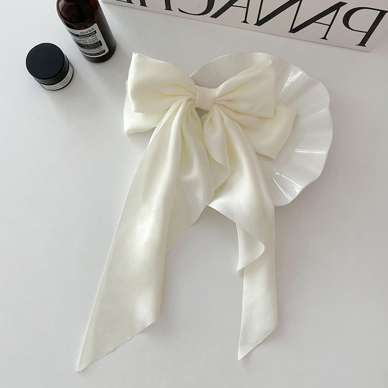 1/2pcs Bow Ribbon Hair Clip Fashion Simple Solid Satin Spring Clip Hair Pin Elegant Retro Headband Clips Girls Hair Accessories