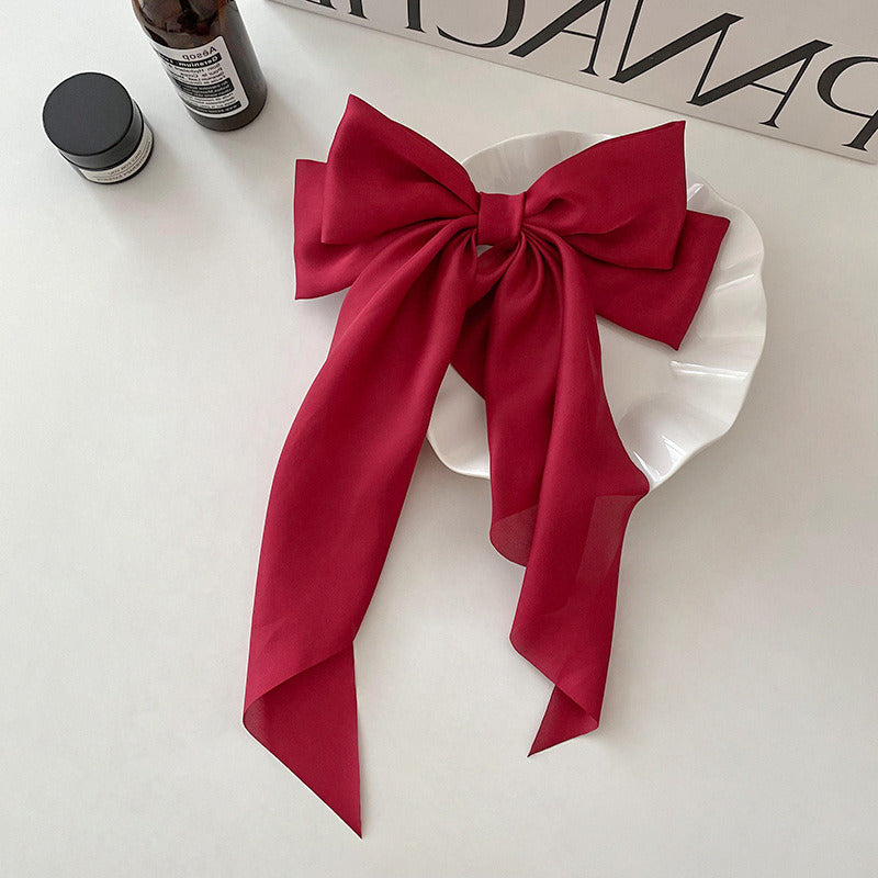 1/2pcs Bow Ribbon Hair Clip Fashion Simple Solid Satin Spring Clip Hair Pin Elegant Retro Headband Clips Girls Hair Accessories