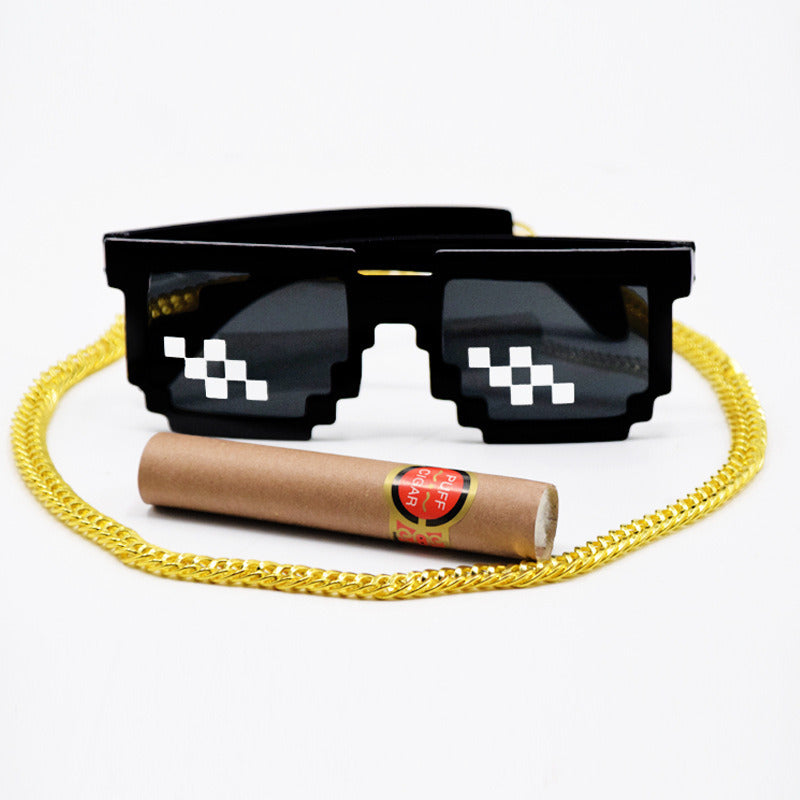 3 PCS set sunglasses necklace cigar children adult party festival performance props