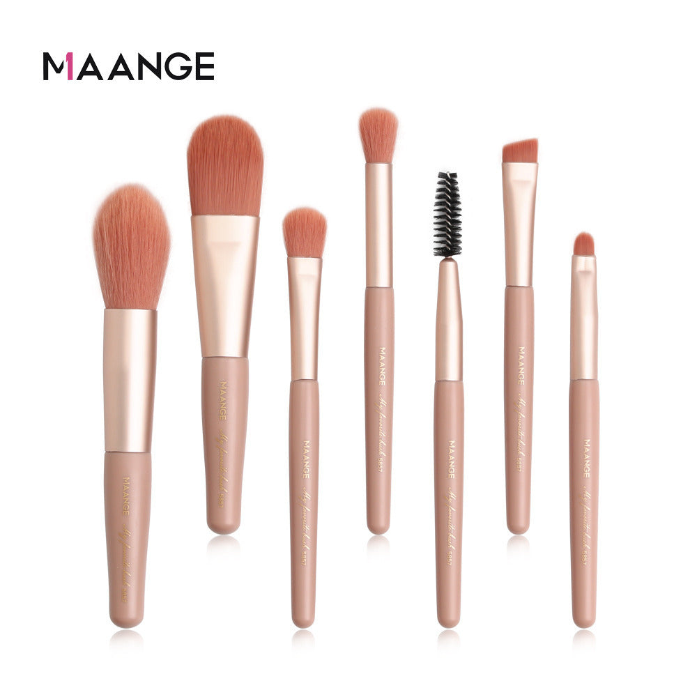 Maange 7 Makeup Brushes Set Soft Hair Face Powder Highlight Eye Shadow Brush Beginner 5857 Pink