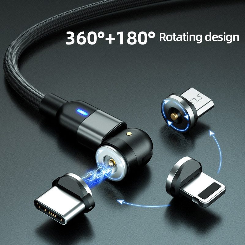 540 ° Magnetic Suction Data Line 360 ° Blind Suction Circular Magnetic Charging Line Three in One Curved Line Android Type-C