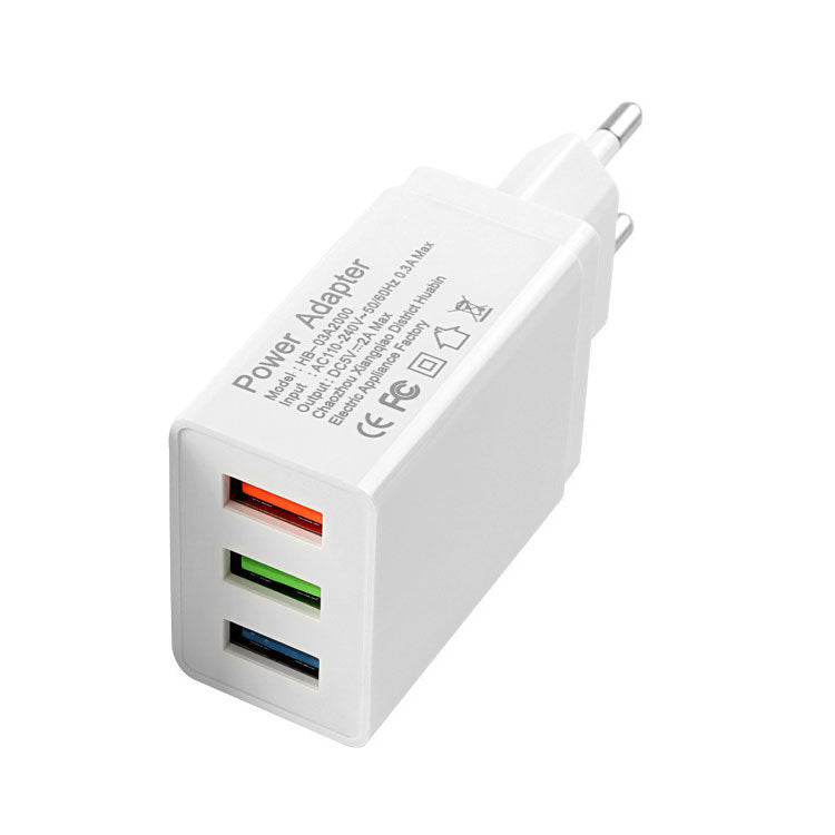 5v2a Mobile Phone Charger Multi-Port 3usb European Standard Charging Head Power Smart Tablet Mobile Phone Fast Charging Head