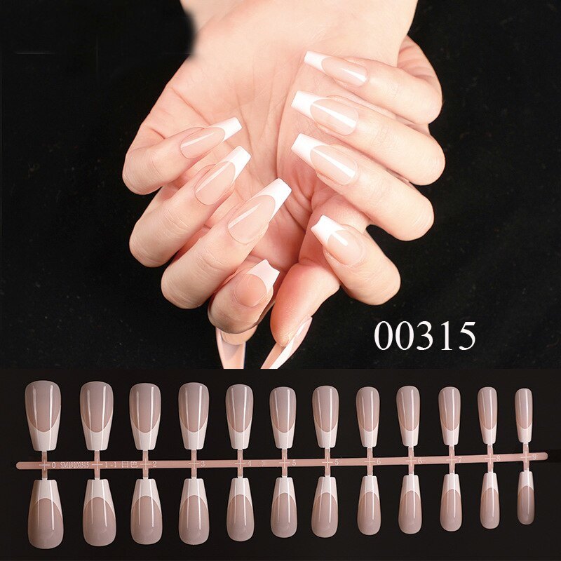 24Pcs Fake Nail Gradient French Ballet False Nails Daisy Design Manicure Nails Detachable Full Cover Press On Nail