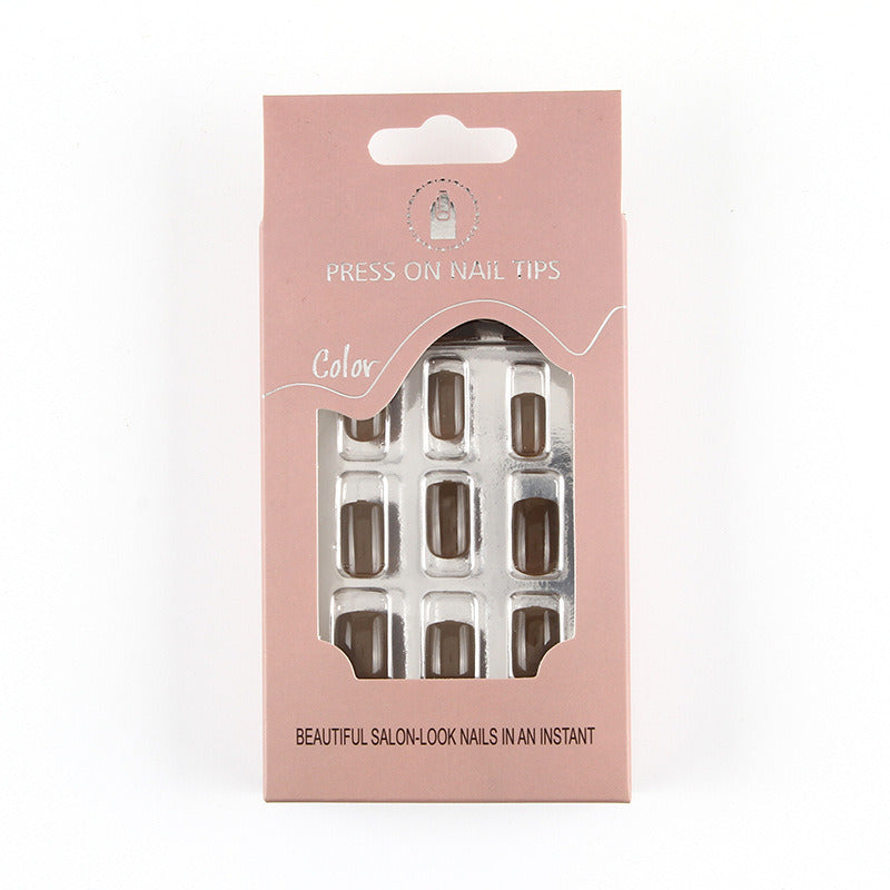 24Pcs Fake Nail Tips Nails Art False Press on Coffin with Jelly Sticker Designs Display Short Set Full Cover Artificial Square