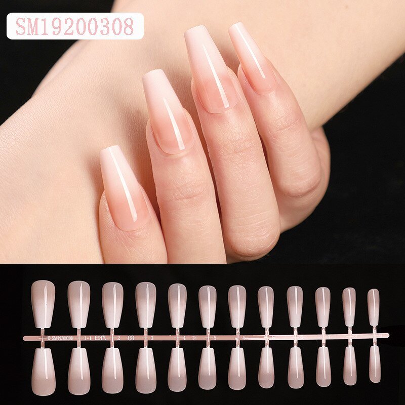 24Pcs Fake Nail Gradient French Ballet False Nails Daisy Design Manicure Nails Detachable Full Cover Press On Nail