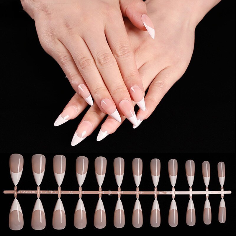 24Pcs Fake Nail Gradient French Ballet False Nails Daisy Design Manicure Nails Detachable Full Cover Press On Nail