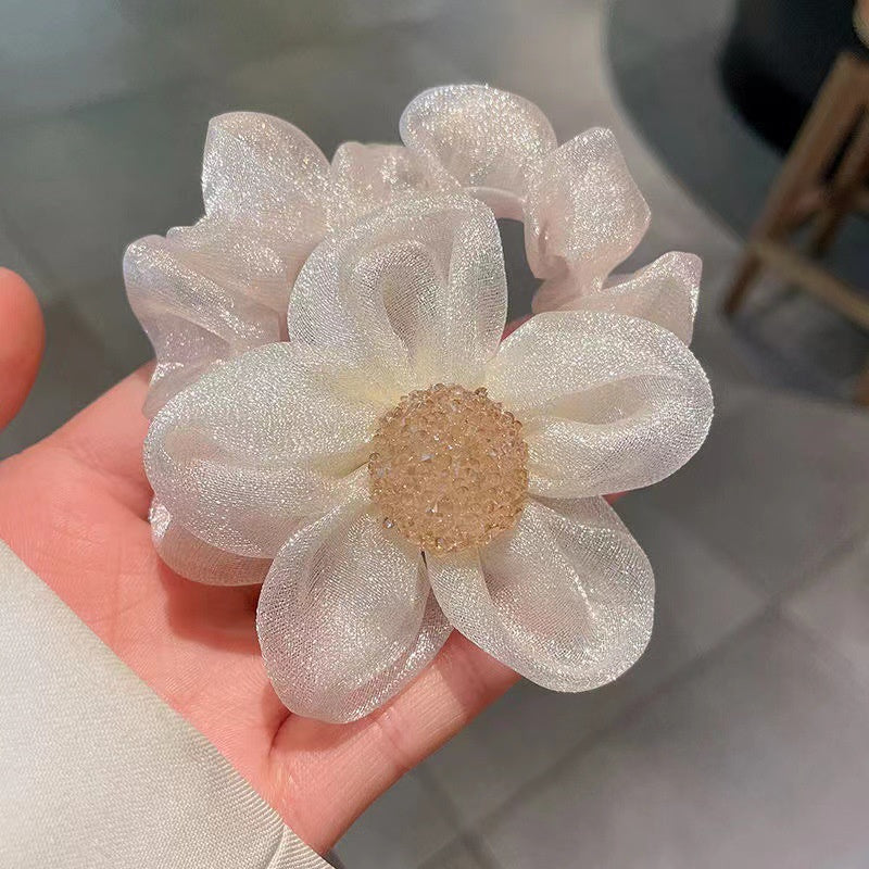 Gauze Sun Flower Large Intestine Hair Ring Hair Rope Women's Ponytail Hair Ring Accessories Rubber Band Headwear Fashion New