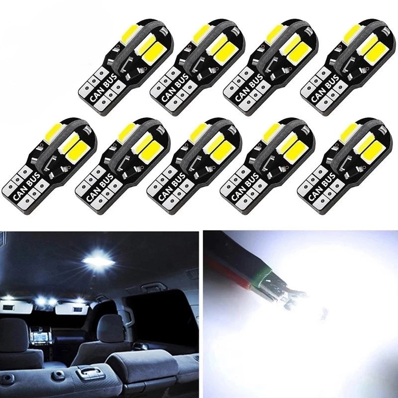 2PCS W5W T10 LED 5730 8SMD Car Interior Bulb Canbus Error Free 12V 194 168 Map Dome Lights Parking Light Auto Signal Lamp