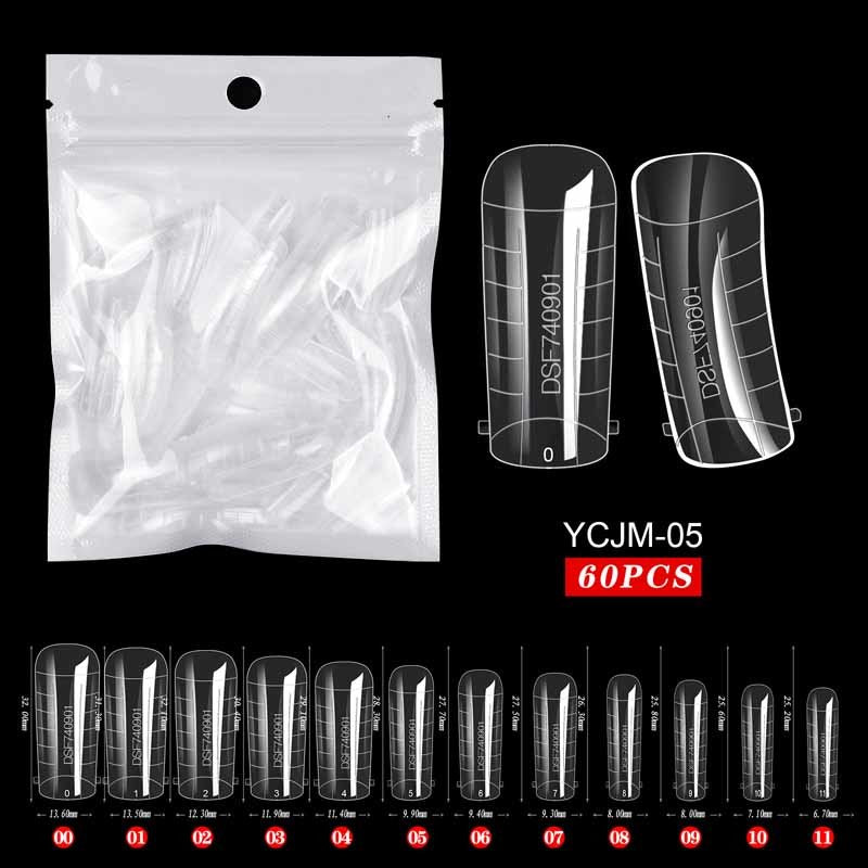 60pcs False Nail Tips Sculpted Full Cover Nail Tips Fake Finger UV Gel For Extension Building Gel Polish Fake Artificial Tool