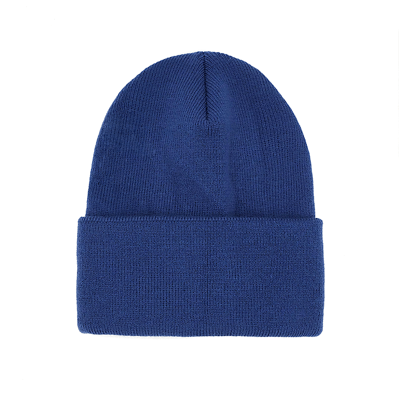 Blue Warm Solid Color Knitted Beanies Hat for Boys Girls