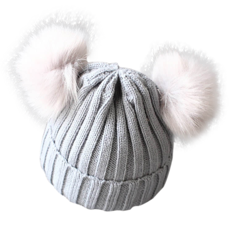 Cute Pompom Baby Hat Warm Winter Knitted Kids Baby Girl Boy Beanie Cap Solid Outdoor Infant Toddler Children Hat Bonnet