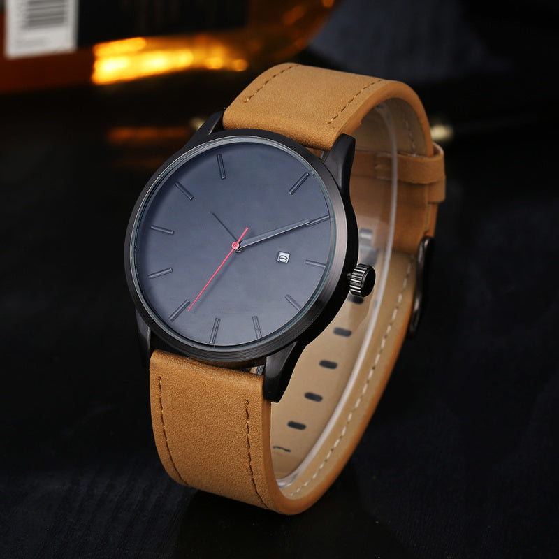 Men's Watches Fashion Leather Quartz Watch Casual Sports Male Wristwatch With Date
