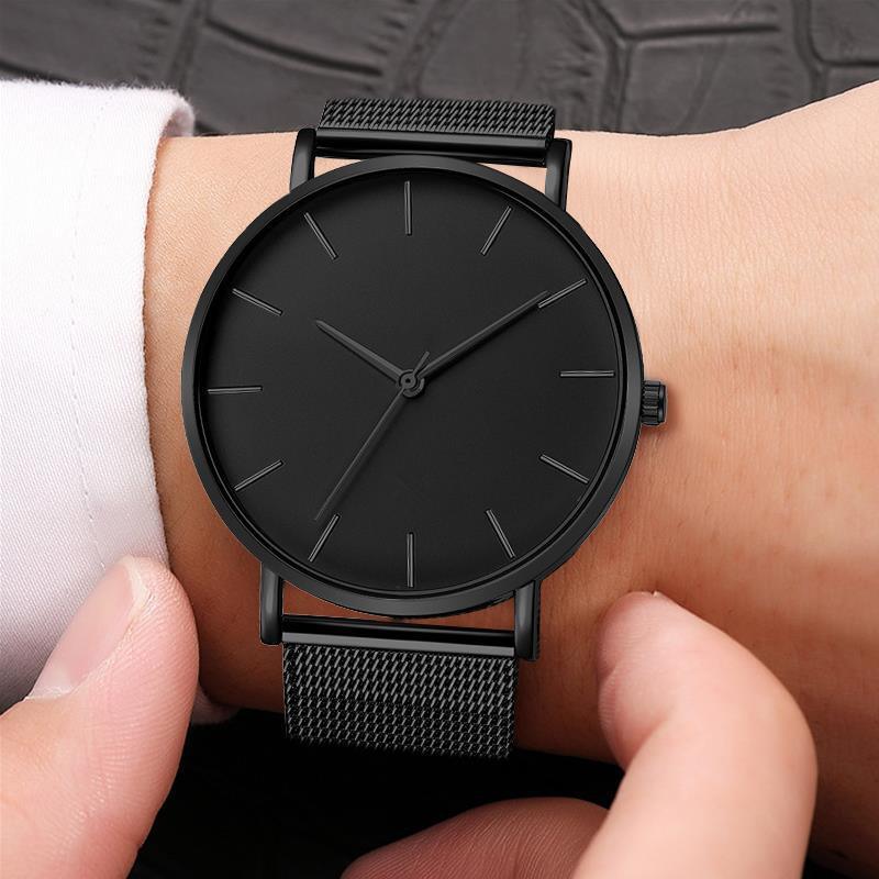Quartz Casual Watches Simple Men Watch Women Wristwatch Mesh Band