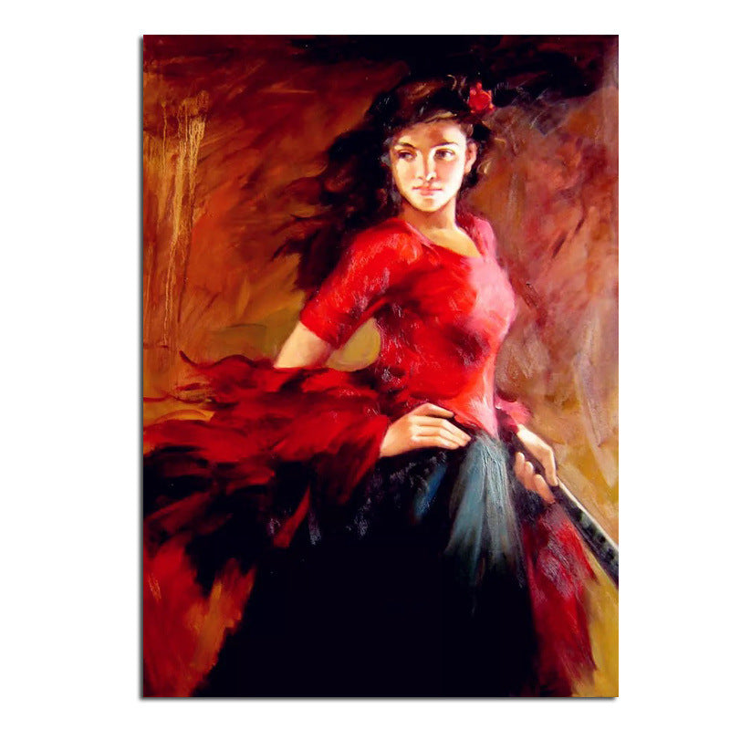 Ha's Art 100% Handmade Abstract Oil Painting Wall Art Modern Beautiful Girl Picture Canvas Home Decor For Living Room Bedroom No Frame