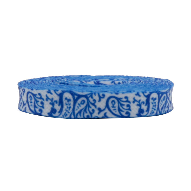 Weiou Fashion New Design Printed Blue Bandanna Flat Polyester Shoelaces Support Custom Color and Pattern For Casual Shoes