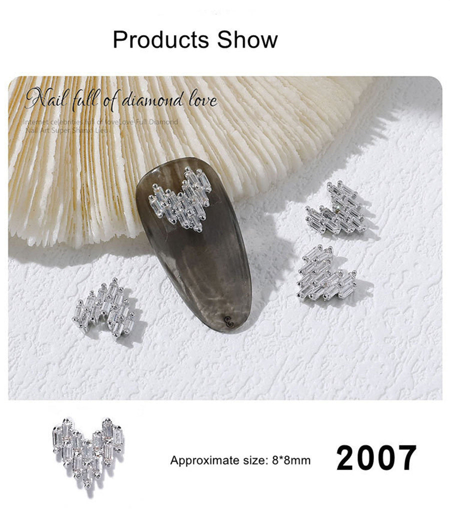 1 piece 2021 New Nail Art Love Diamond Jewelry Net Red Hot Japanese Super Flash Heart-shaped Zircon Nail Decorative Diamond Accessories