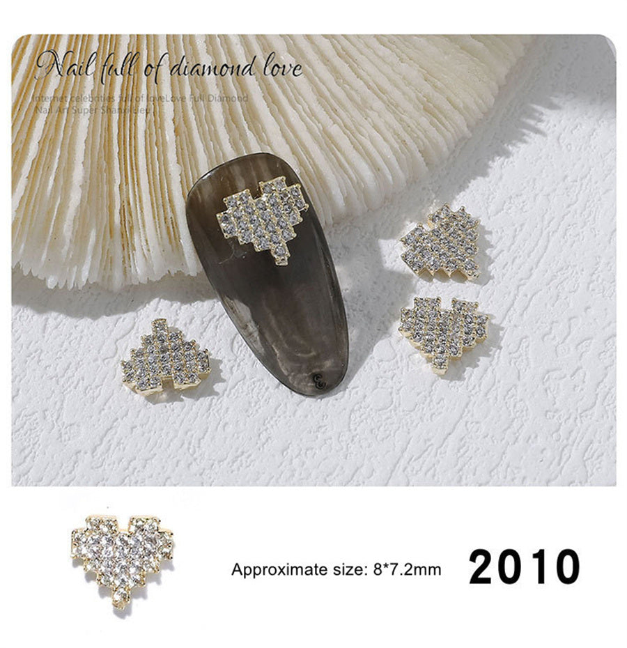 1 piece 2021 New Nail Art Love Diamond Jewelry Net Red Hot Japanese Super Flash Heart-shaped Zircon Nail Decorative Diamond Accessories