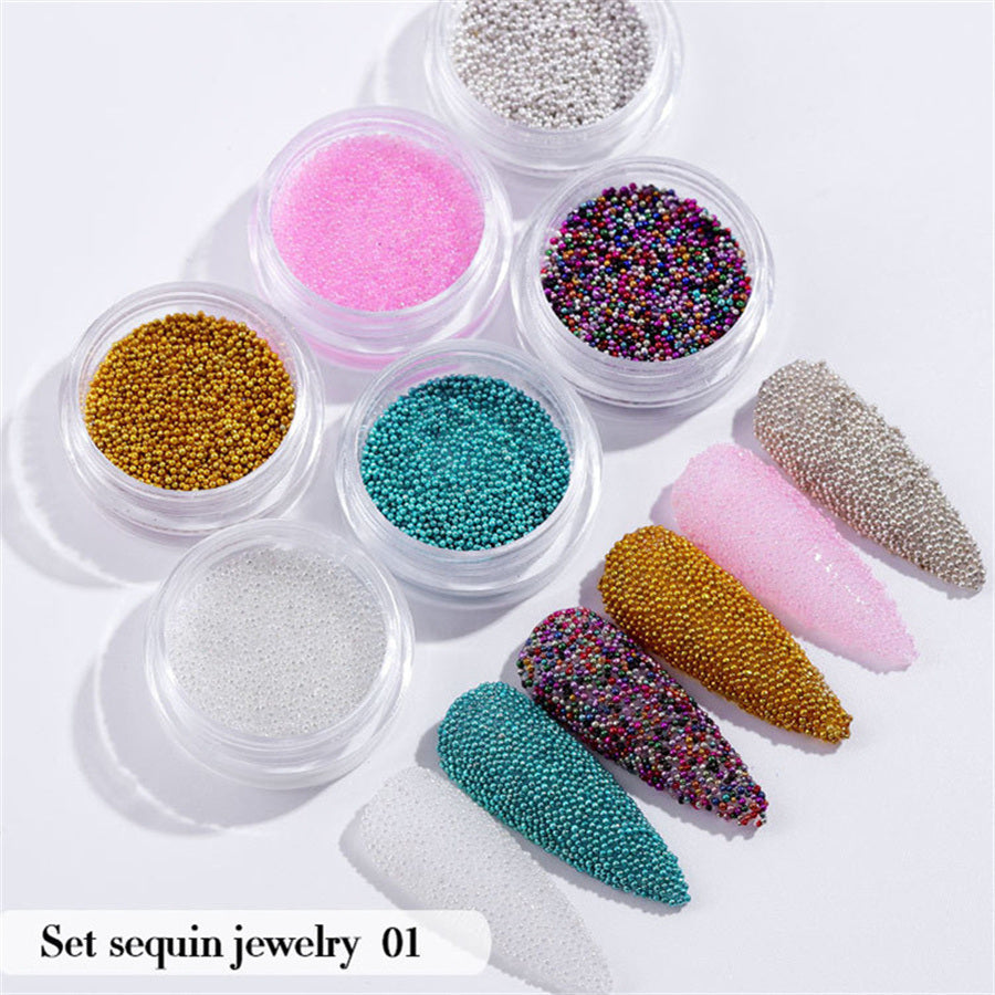 6PCS/Set Nail Beauty Chrome Glitter Kit; Nail Sequin Nail Art Mirror Powder Decoration