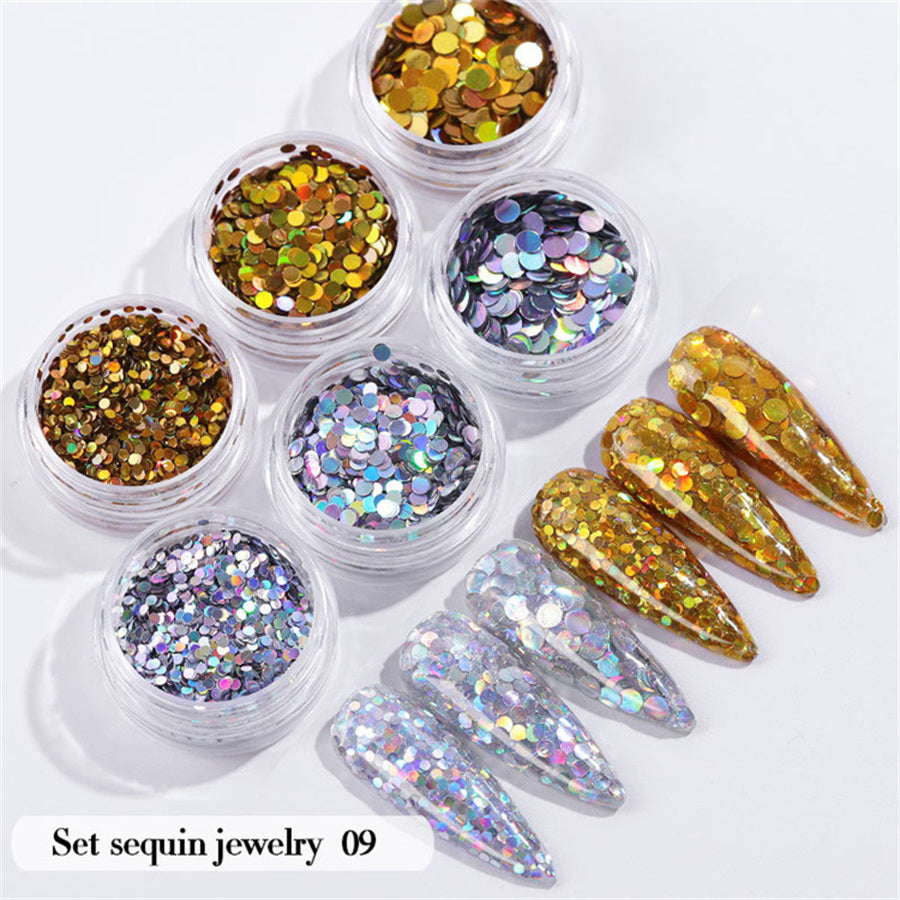 6PCS/Set Nail Beauty Chrome Glitter Kit; Nail Sequin Nail Art Mirror Powder Decoration