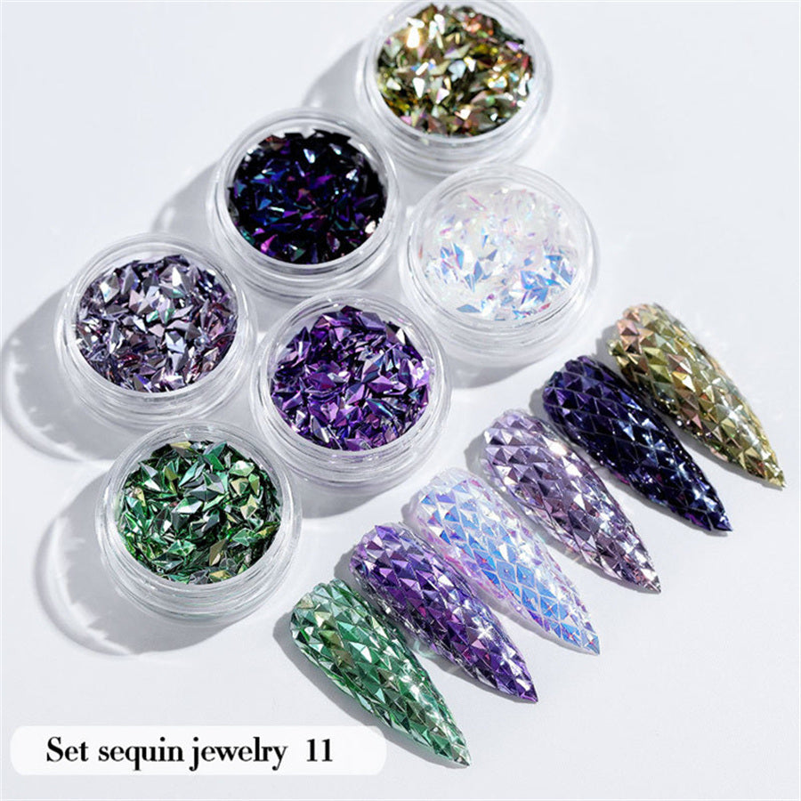 6PCS/Set Nail Beauty Chrome Glitter Kit; Nail Sequin Nail Art Mirror Powder Decoration