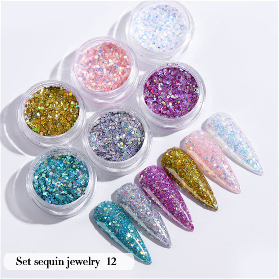 6PCS/Set Nail Beauty Chrome Glitter Kit; Nail Sequin Nail Art Mirror Powder Decoration