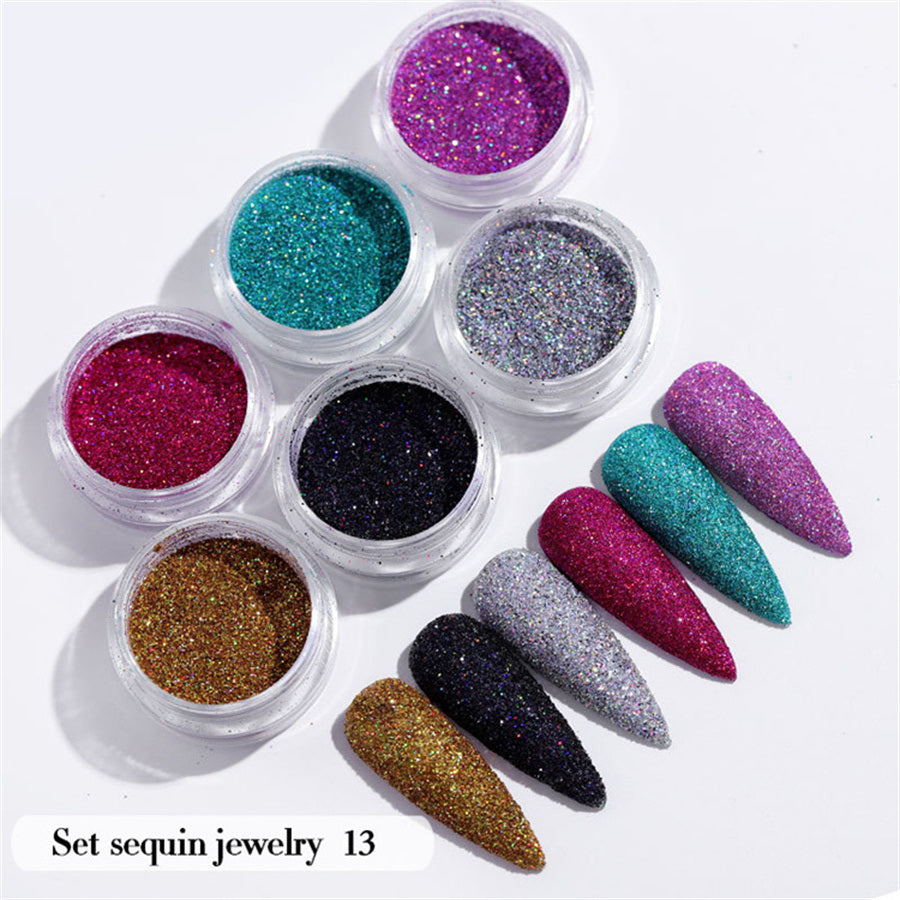 6PCS/Set Nail Beauty Chrome Glitter Kit; Nail Sequin Nail Art Mirror Powder Decoration