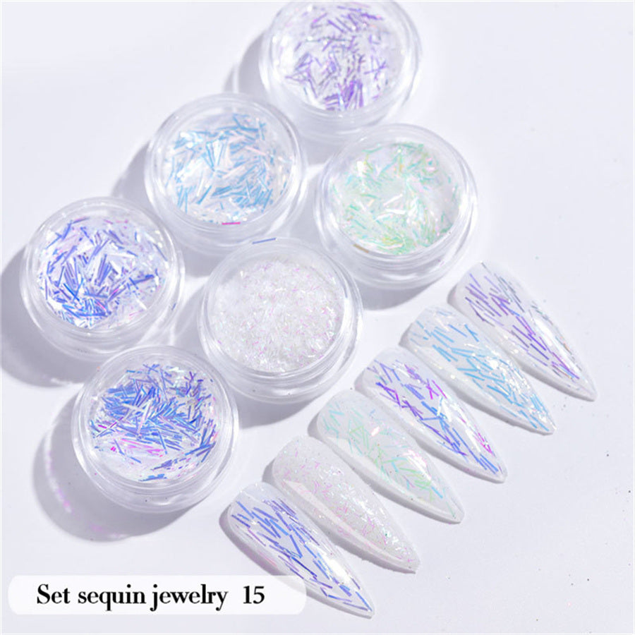 6PCS/Set Nail Beauty Chrome Glitter Kit; Nail Sequin Nail Art Mirror Powder Decoration