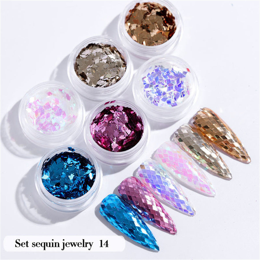 6PCS/Set Nail Beauty Chrome Glitter Kit; Nail Sequin Nail Art Mirror Powder Decoration