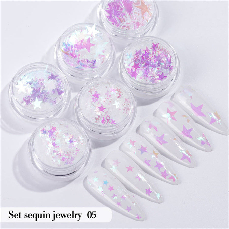 6PCS/Set Nail Beauty Chrome Glitter Kit; Nail Sequin Nail Art Mirror Powder Decoration