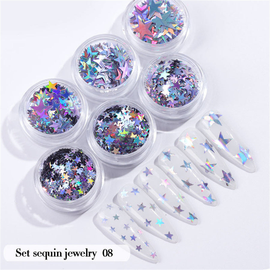6PCS/Set Nail Beauty Chrome Glitter Kit; Nail Sequin Nail Art Mirror Powder Decoration