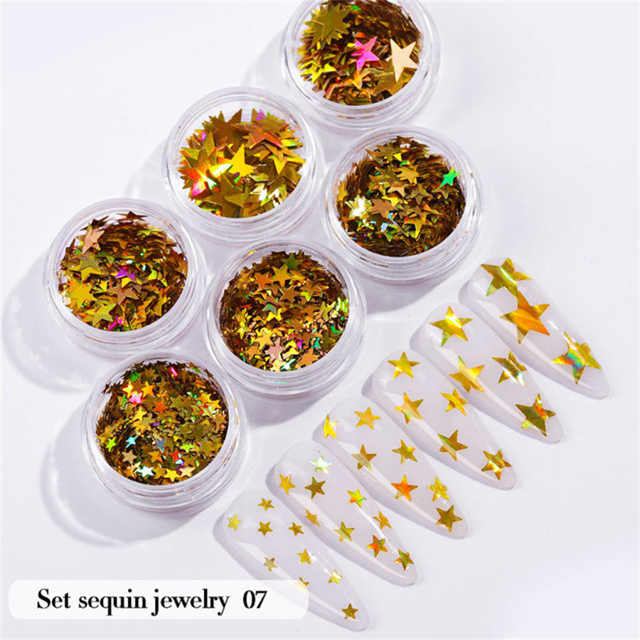 6PCS/Set Nail Beauty Chrome Glitter Kit; Nail Sequin Nail Art Mirror Powder Decoration