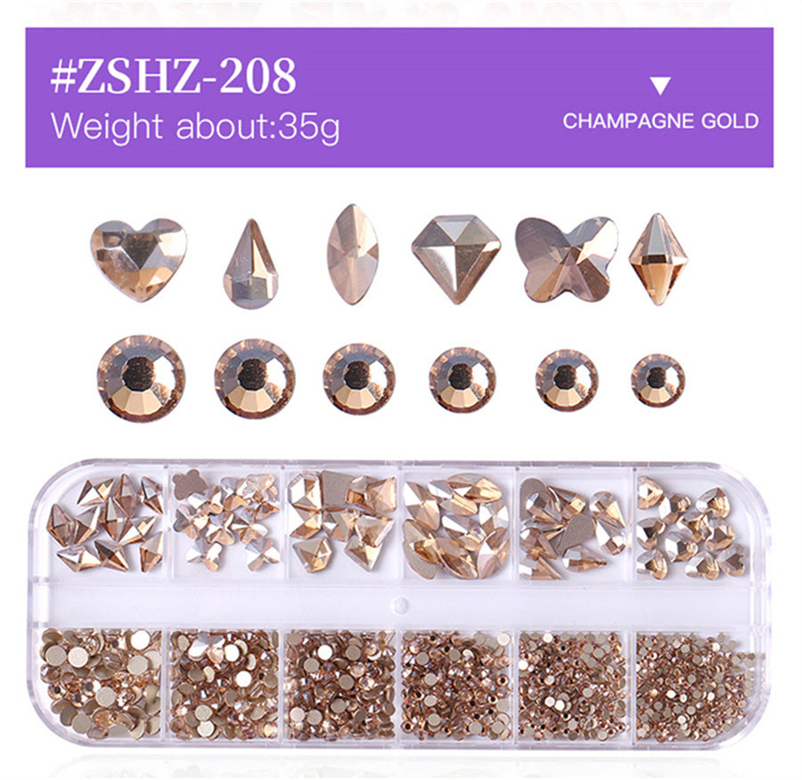 1 Box Different Shape Nail Stones 3D DIY Nail Art Crystal Diamond Decoration Rhinestone