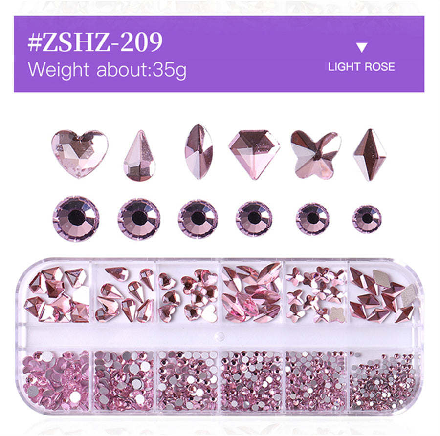 1 Box Different Shape Nail Stones 3D DIY Nail Art Crystal Diamond Decoration Rhinestone
