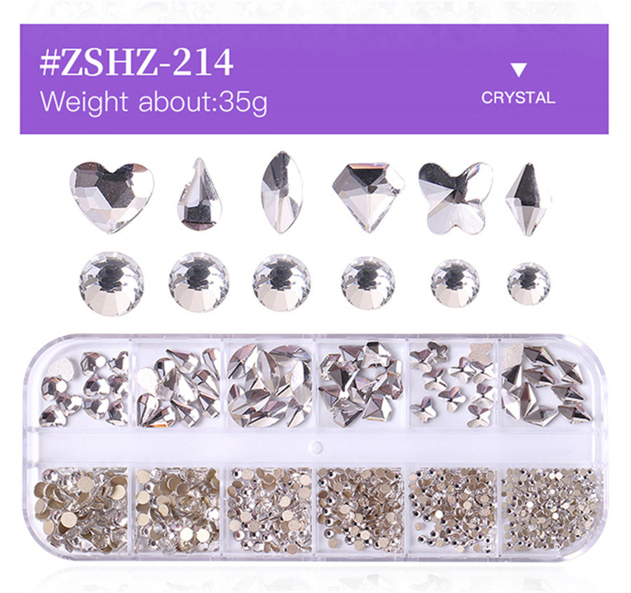 1 Box Different Shape Nail Stones 3D DIY Nail Art Crystal Diamond Decoration Rhinestone