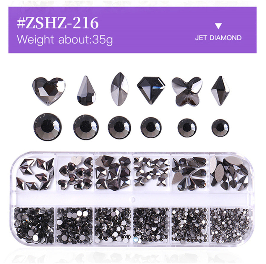 1 Box Different Shape Nail Stones 3D DIY Nail Art Crystal Diamond Decoration Rhinestone