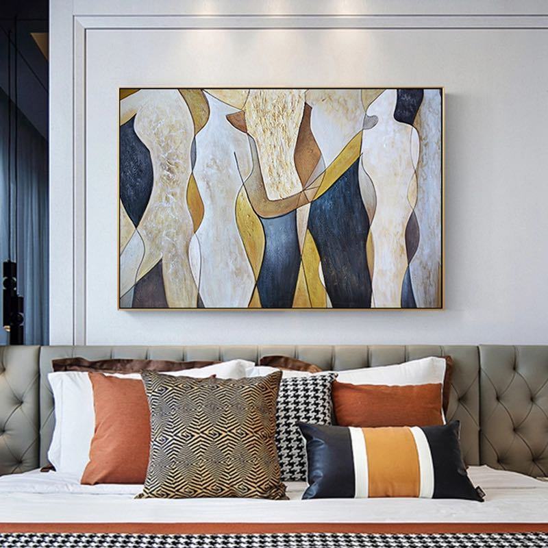 100% Hand Painted Abstract Oil Painting Wall Art Figure Picture Modern On Canvas Decor For Living Room Office No Frame